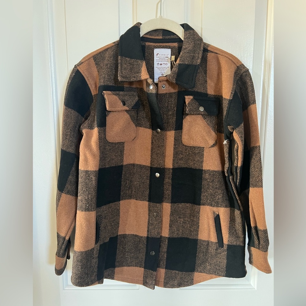 Youth Shacket in Butterscotch Plaid